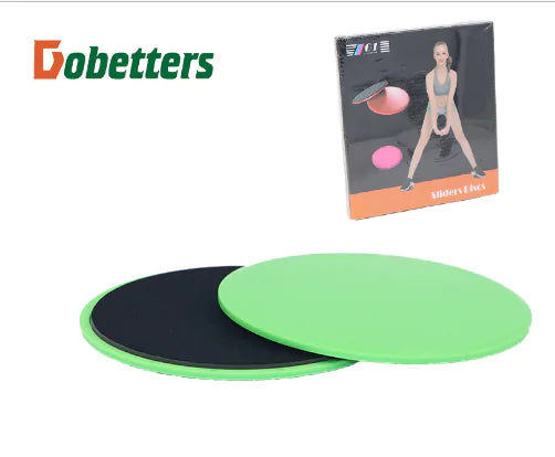 two green and black discs with a picture of a woman