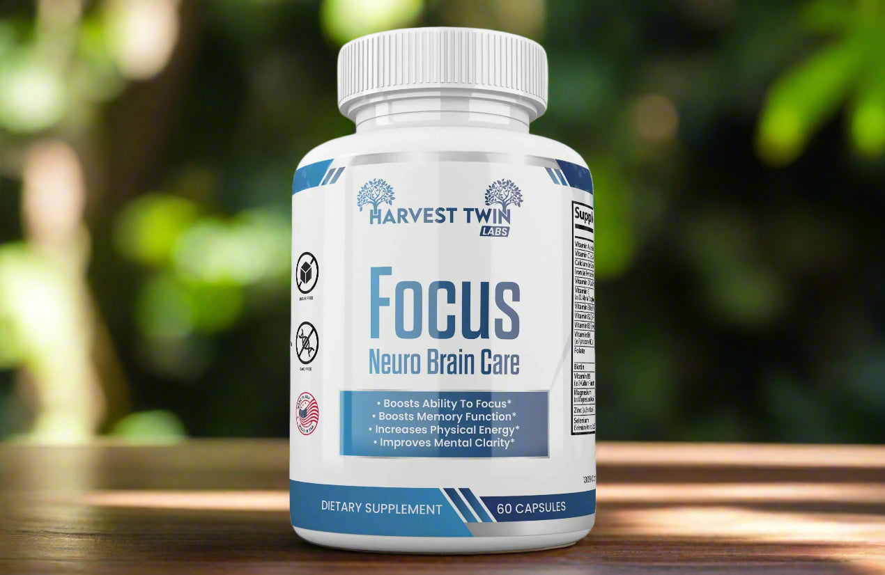 The Neuro Plus Brain and Focus by Blooming Violets bottle prominently displayed, serving as a focus and concentration aid. This natural supplement offers essential vitamins for optimal brain performance and memory enhancement, ideal for anyone practicing self-care. With 60 capsules available, it’s a great choice for those managing ADHD symptoms, available with free shipping.
