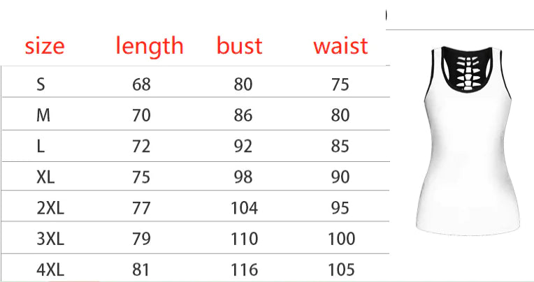 a women's tank top measurements chart