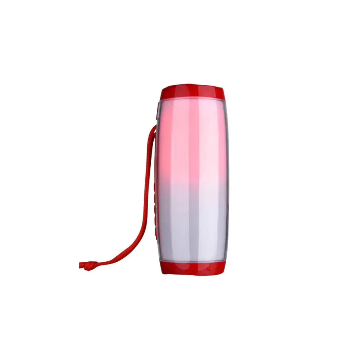 a red and white cup with a red handle