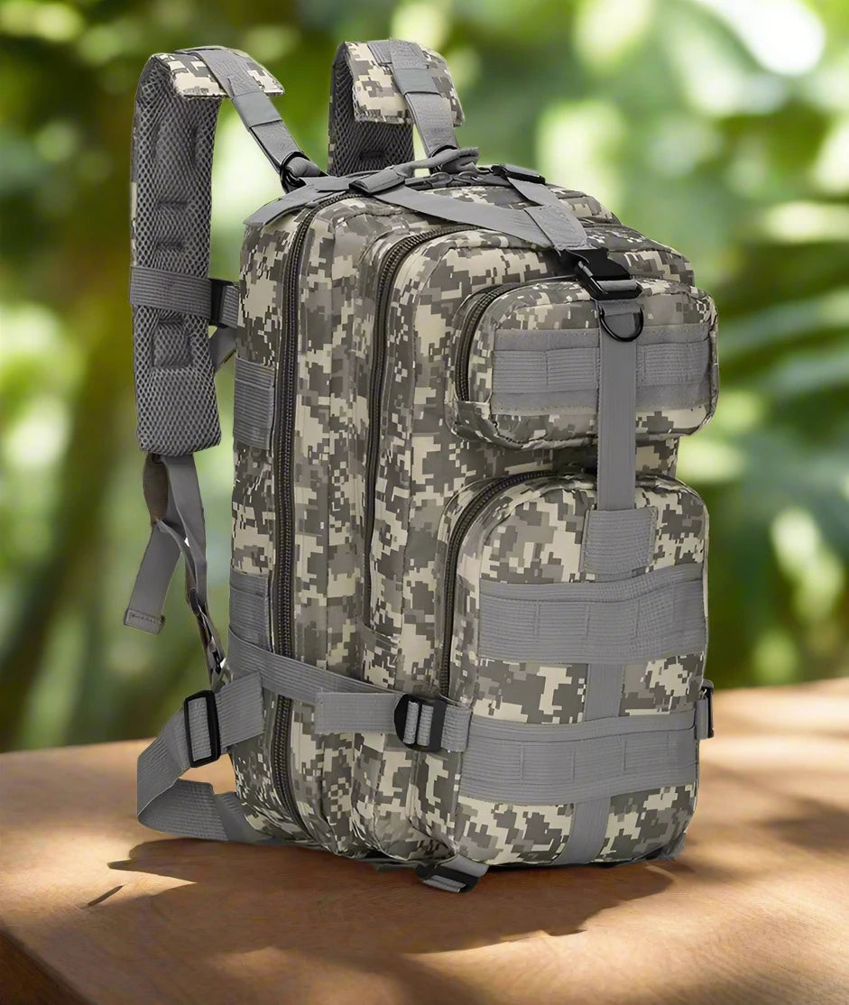 a backpack sitting on top of a wooden table