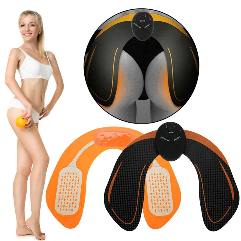 a woman holding a ball and a pair of knee pads