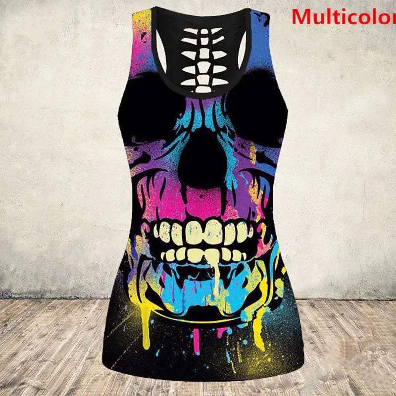 a tank top with a colorful skull on it