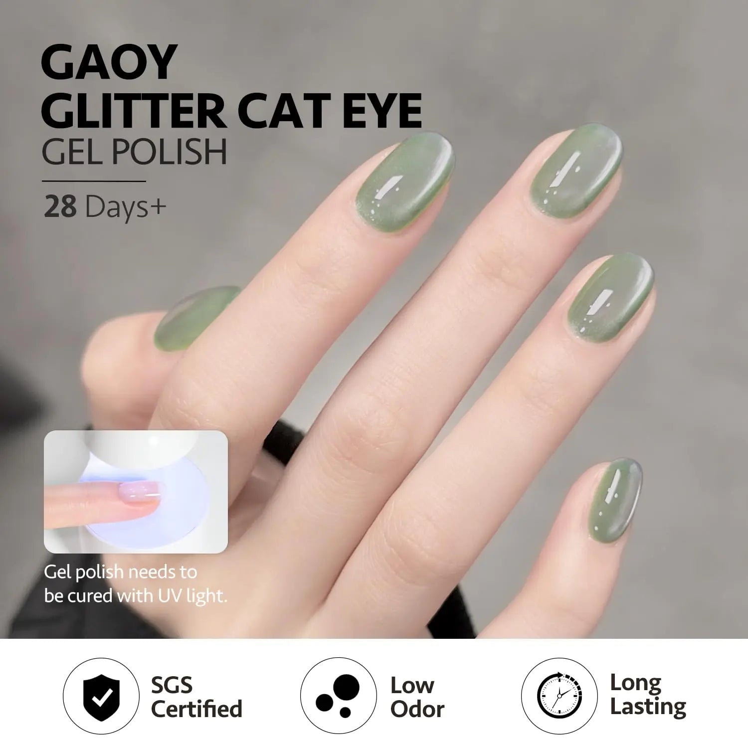a person with green nail polish on their nails