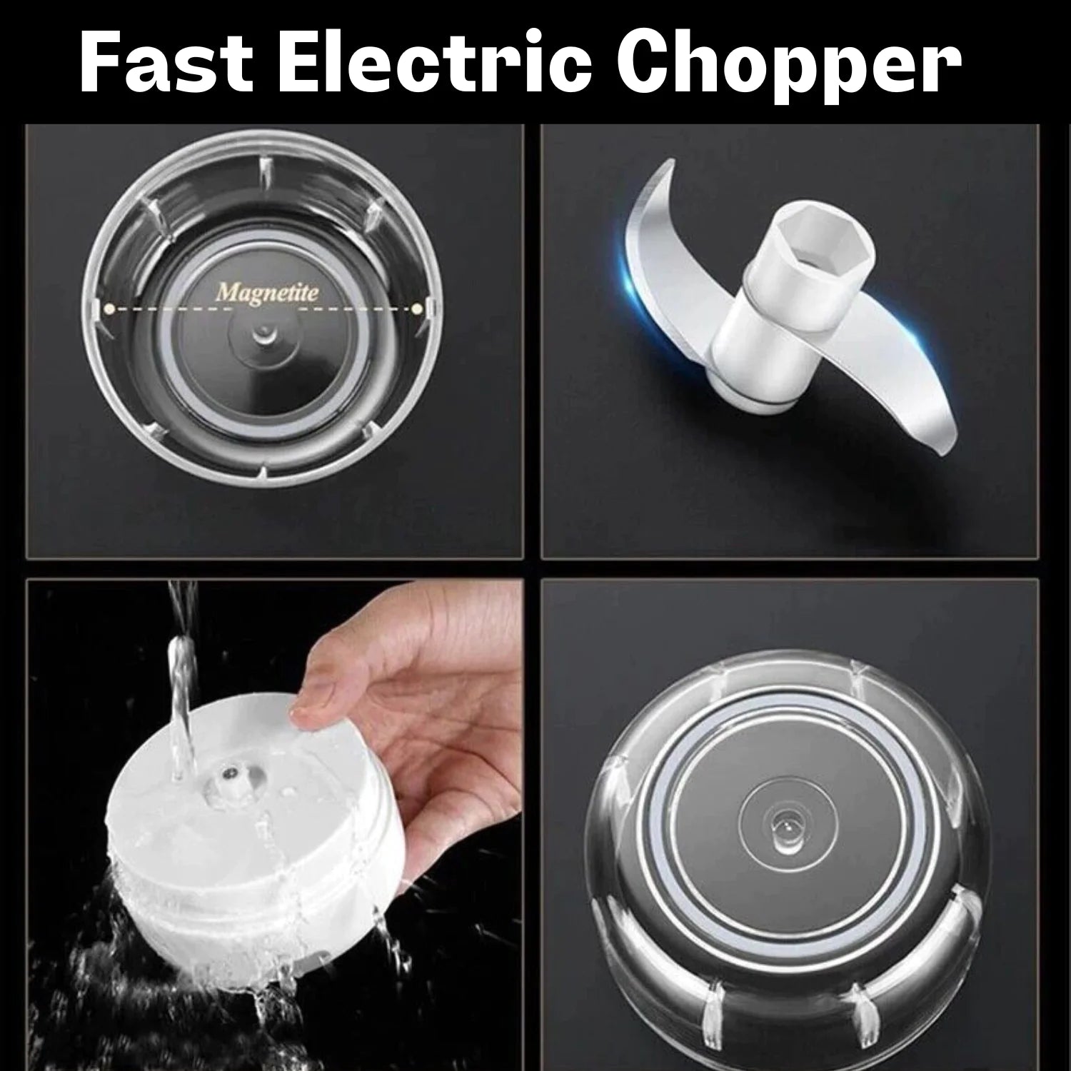 a collage of photos showing different types of electric choppers