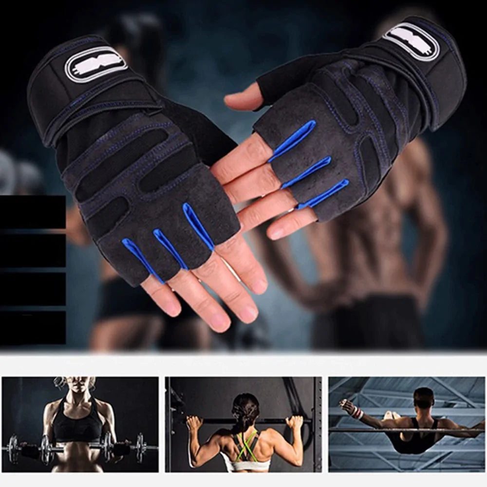 a pair of gym gloves with wrist straps