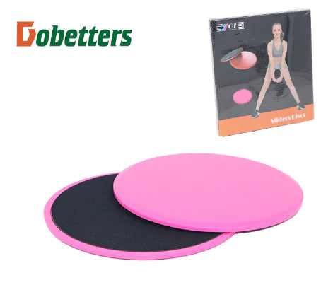 a pair of pink and black discs on a white background