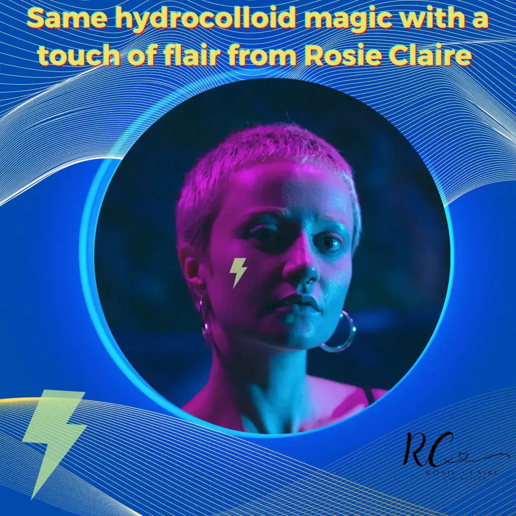A bright portrait of a woman radiating confidence while using Blooming Violets' Glow In The Dark Hydrocolloid Acne Pimple Patches. The image captures how these fun, glow in the dark pimple patches can bring a touch of flair to your skincare routine. Perfect for those looking for effective pimple patches that stand out, available with free shipping.