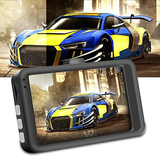 a picture of a blue and yellow sports car