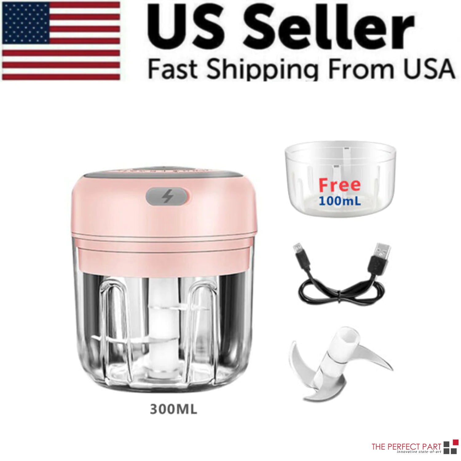 a pink food processor with the words us seller fast shipping from usa