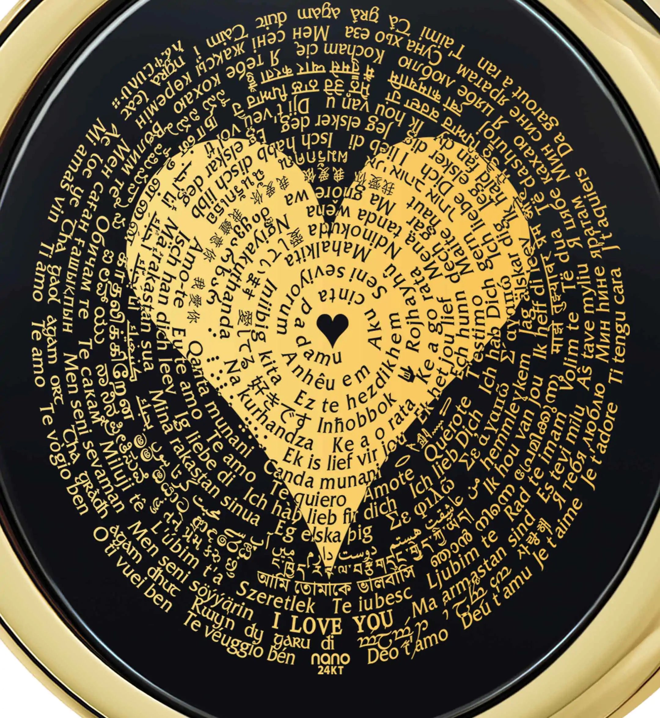 a gold plate with a heart on it