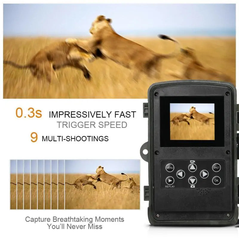 a camera with a picture of a lion running