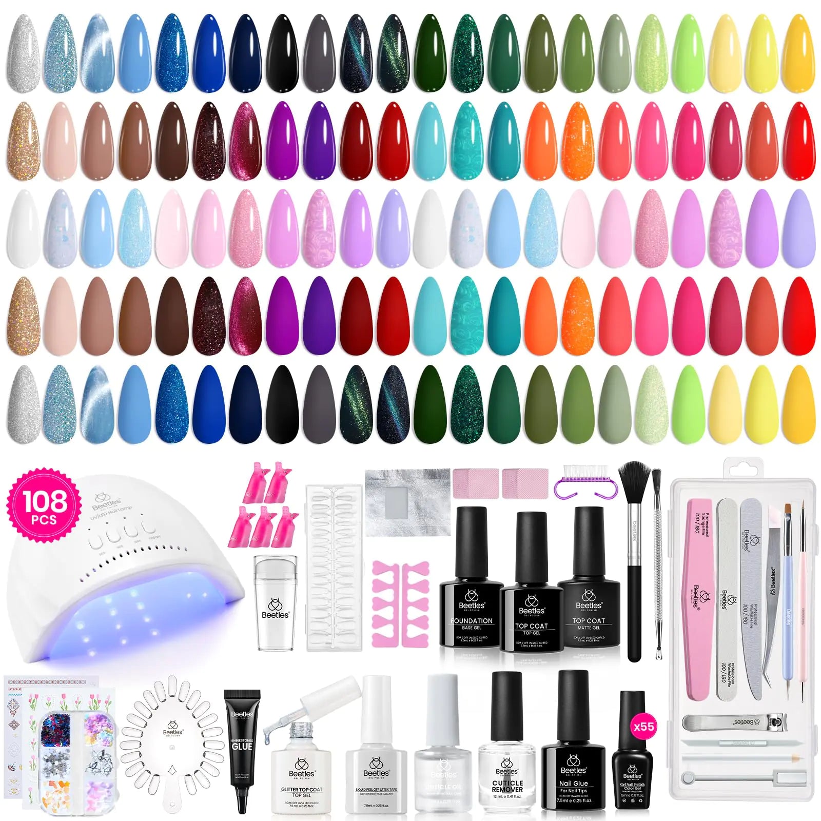 a variety of nail polishes and manies