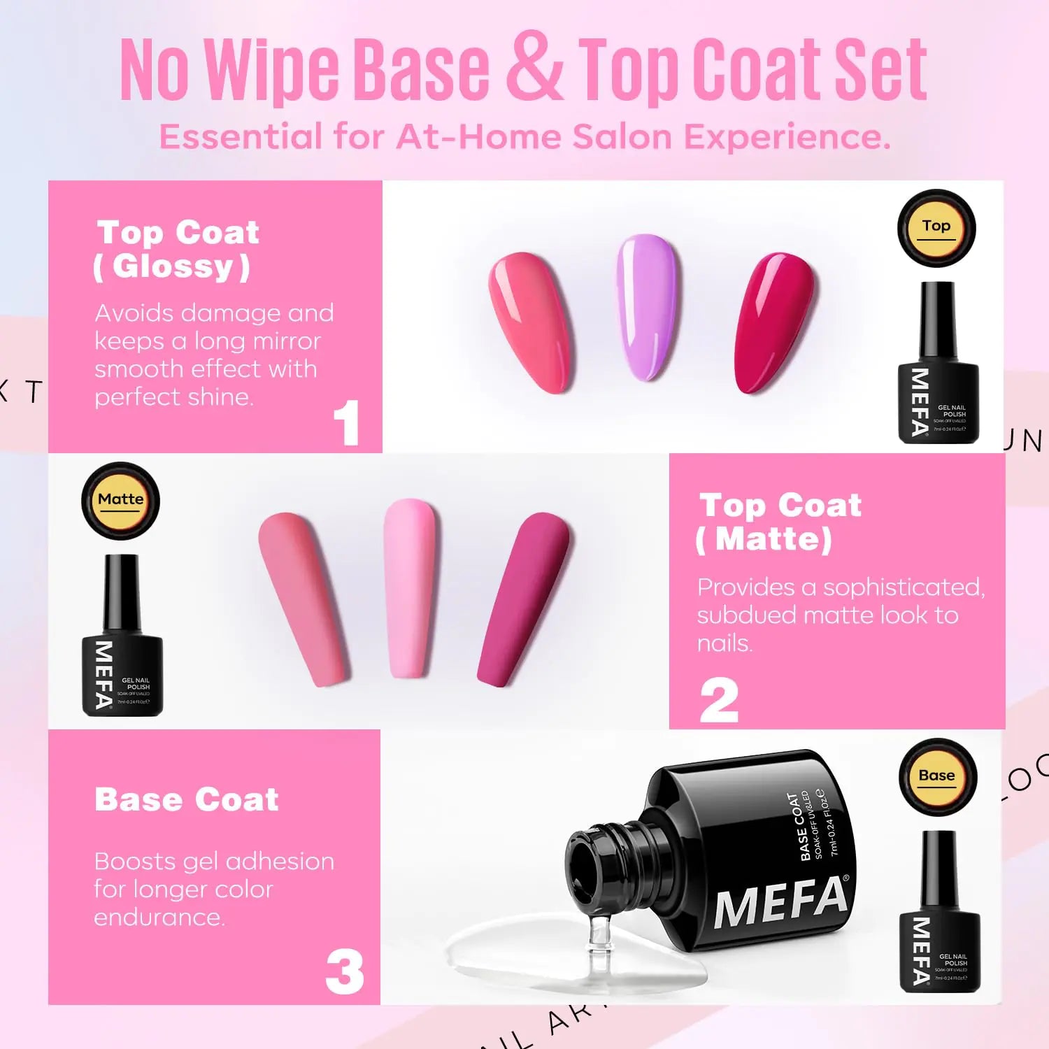 a pink poster with different nail polish colors