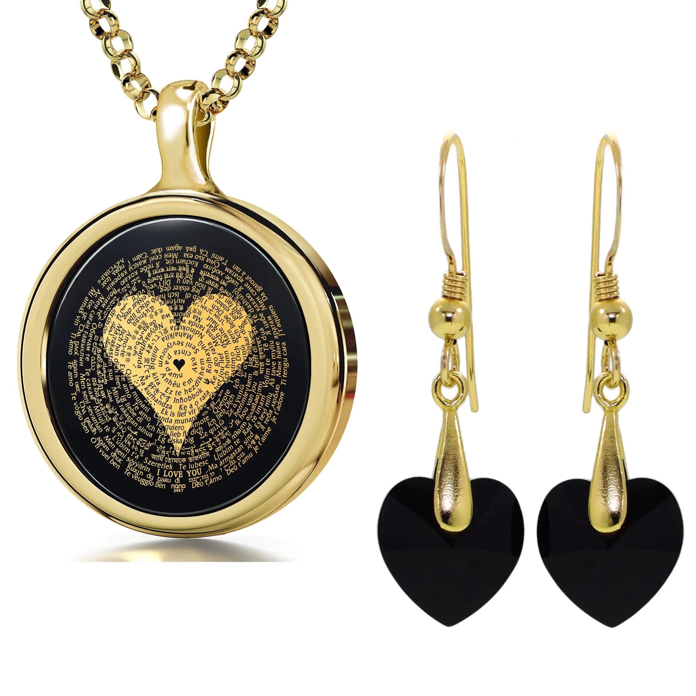 a couple of necklaces and a pendant with a heart on it
