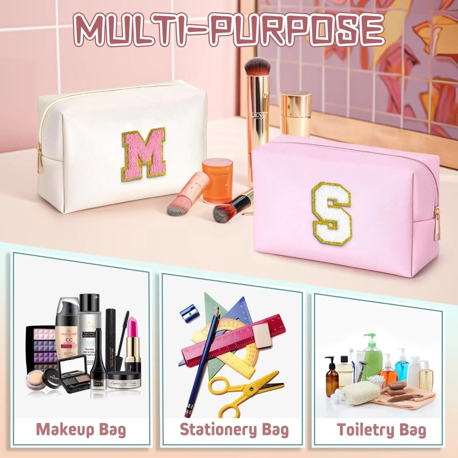 a picture of a cosmetic bag, makeup bag, toiletry bag, and makeup