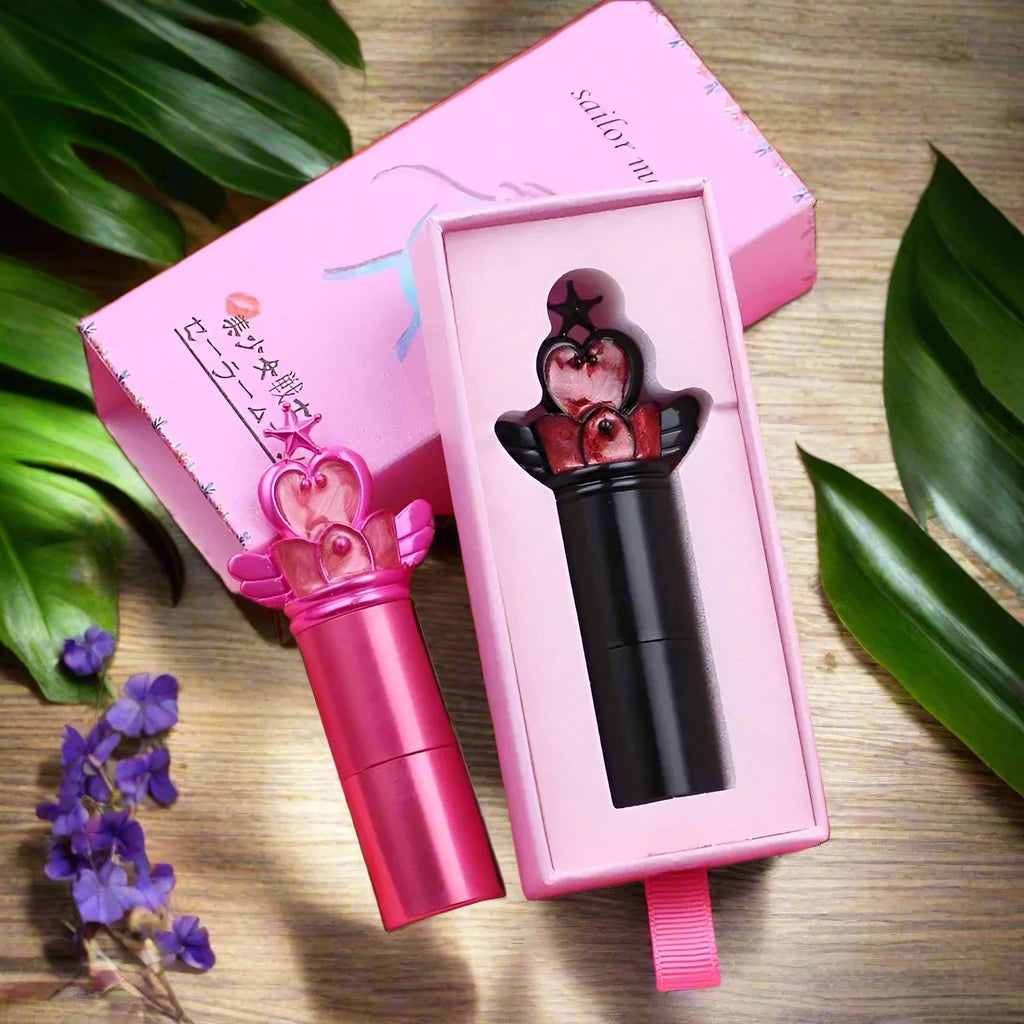 a pink box with a pink lipstick in it