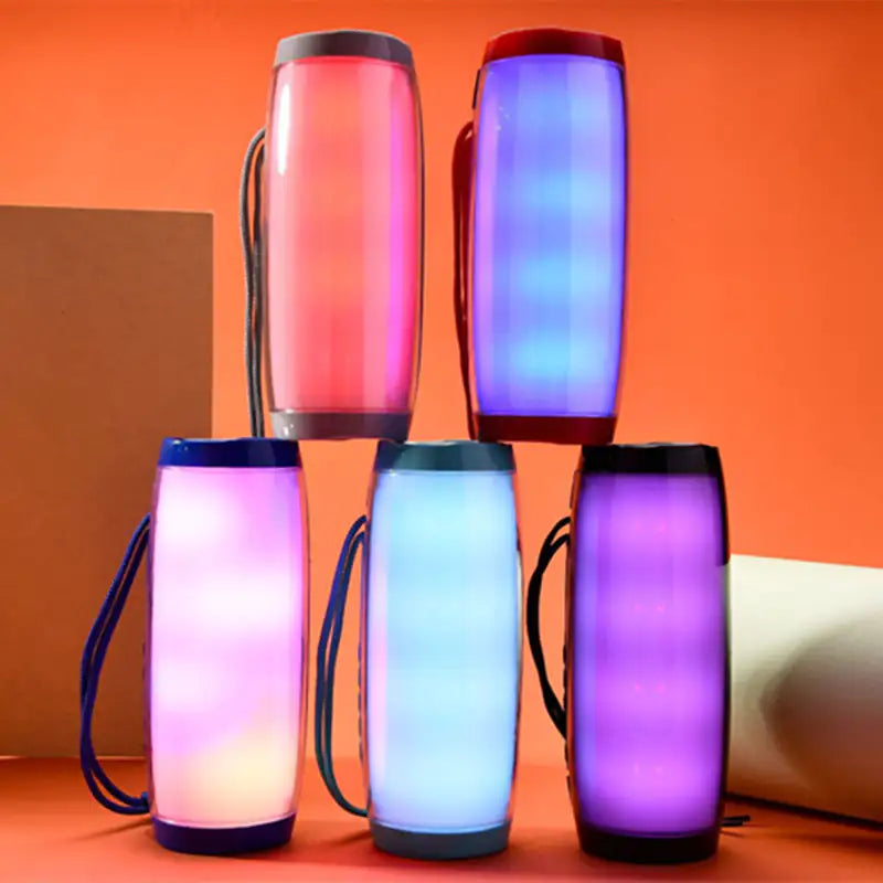 a group of different colored lights on a table