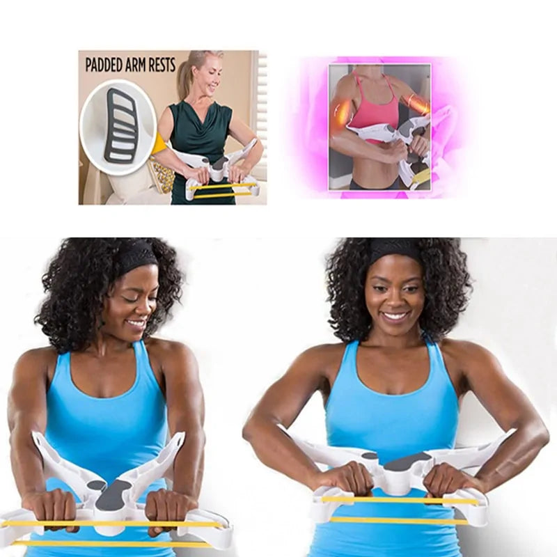 a woman in a blue tank top holding a pair of scissors