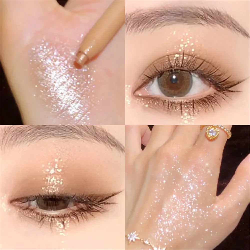 a close up of a person with glitter on their eyes
