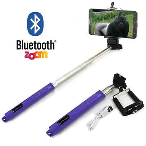 a cell phone is attached to a bluetooth tripod