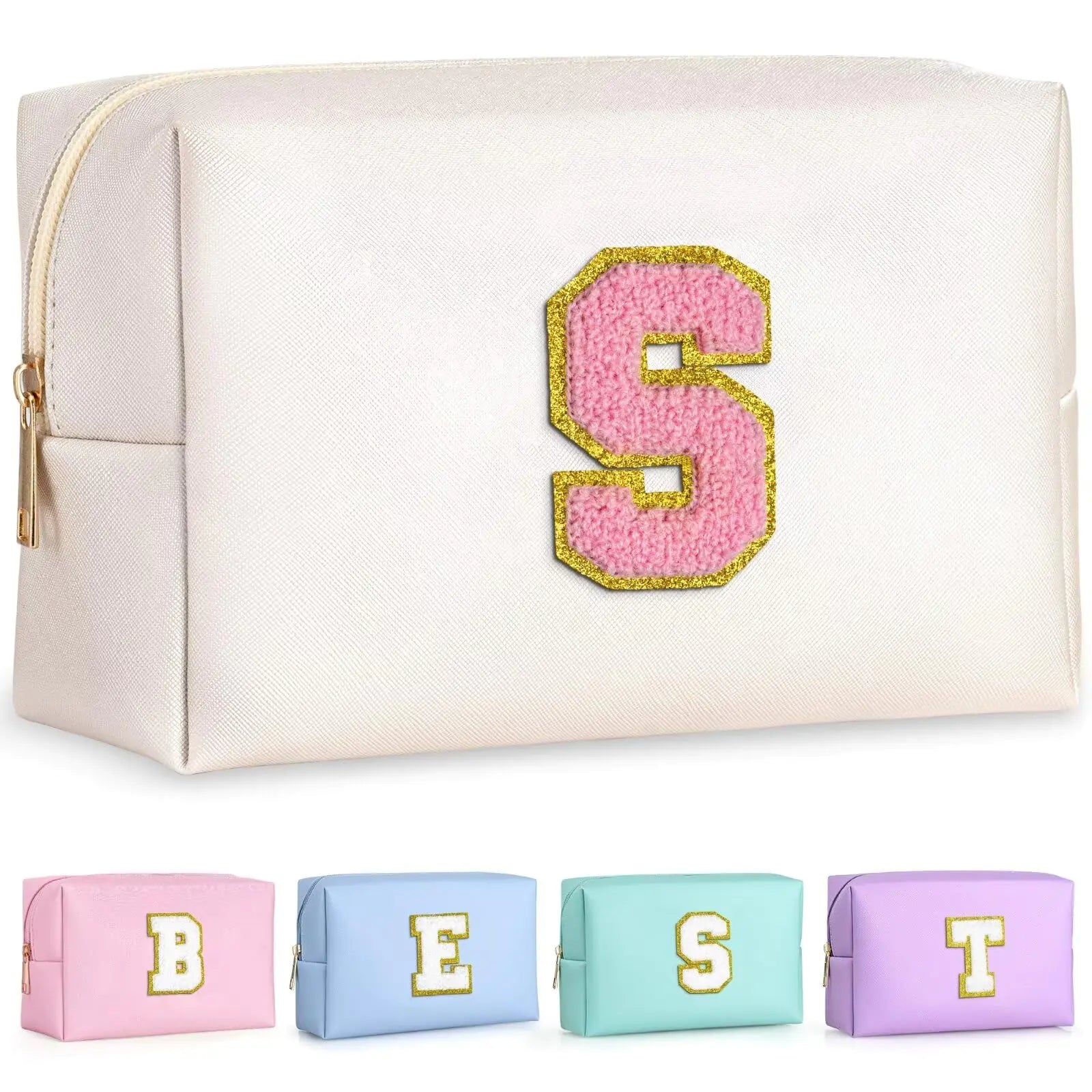 a white bag with a pink number on it